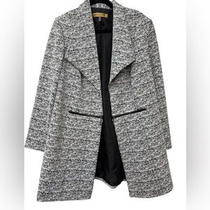 Nipon Boutique Womens Jacquard Black & Ivory Topper with Zipper Detailing Sz 16W